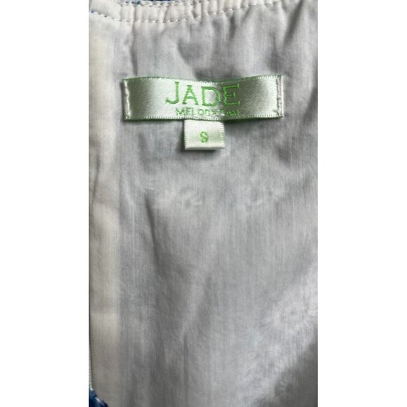 JADE Melody Tam Sleeveless Dress Blue White Paisley Size Small Lined - Picture 12 of 13